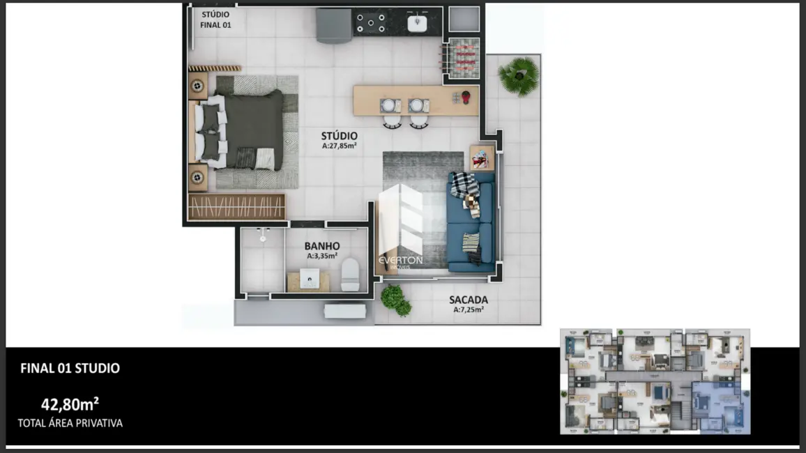 Foto 7 de Apartamento com 1 quarto à venda, 41m2 em Boi Morto, Santa Maria - RS