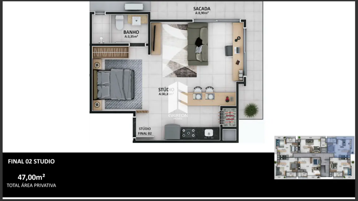 Foto 8 de Apartamento com 1 quarto à venda, 42m2 em Boi Morto, Santa Maria - RS