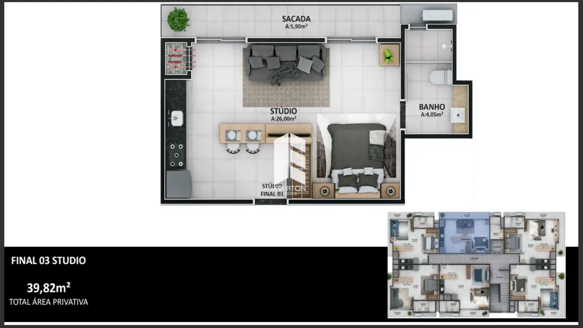 Foto 9 de Apartamento com 1 quarto à venda, 42m2 em Boi Morto, Santa Maria - RS