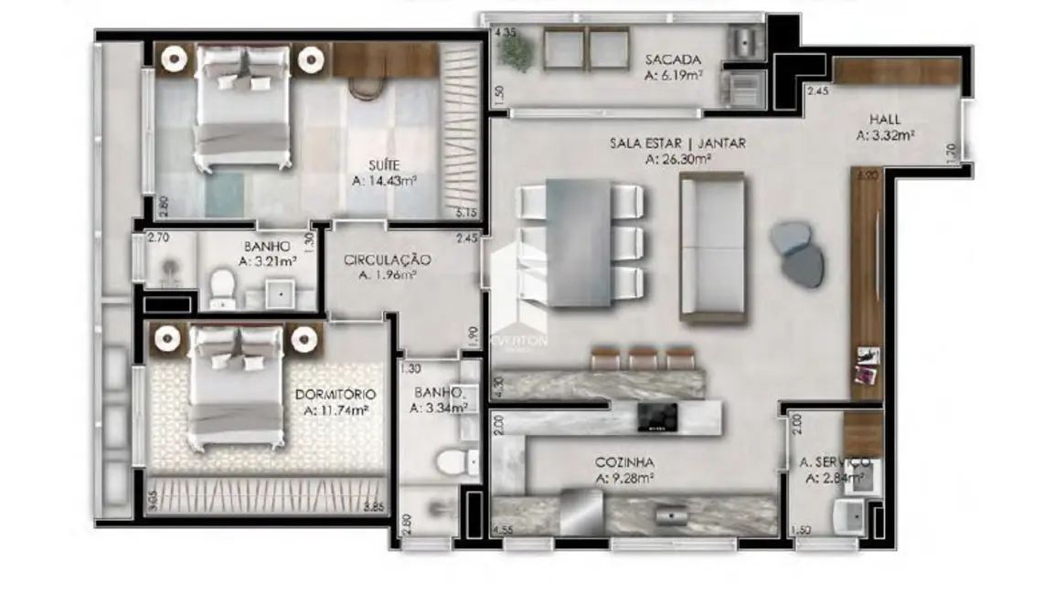 Foto 1 de Apartamento com 2 quartos à venda, 103m2 em Centro, Santa Maria - RS