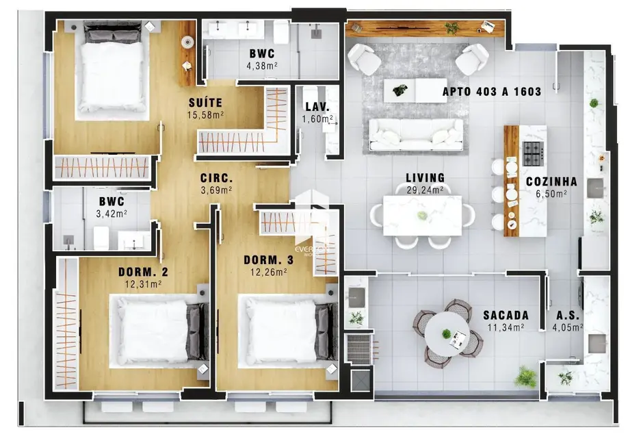 Apartamento com 3 quartos à venda, 153m2 em Centro, Santa Maria - RS - imagem 3 Foto 3 de Apartamento com 3 quartos à venda, 153m2 em Centro, Santa Maria - RS