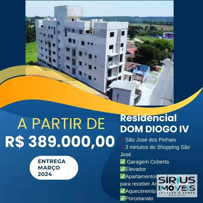 Foto 1 de Apartamento com 3 quartos à venda, 80m2 em Bom Jesus, Sao Jose Dos Pinhais - PR