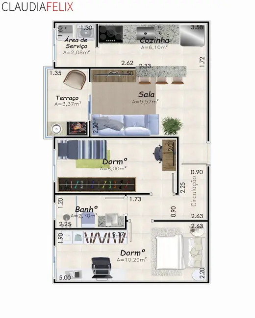 Foto 1 de Apartamento com 2 quartos à venda, 53m2 em Caiçara, Praia Grande - SP