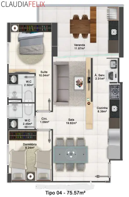 Apartamento com 2 quartos à venda, 76m2 em Aviação, Praia Grande - SP - imagem 2 Foto 2 de Apartamento com 2 quartos à venda, 76m2 em Aviação, Praia Grande - SP