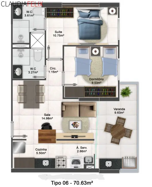 Foto 1 de Apartamento com 2 quartos à venda, 71m2 em Aviação, Praia Grande - SP