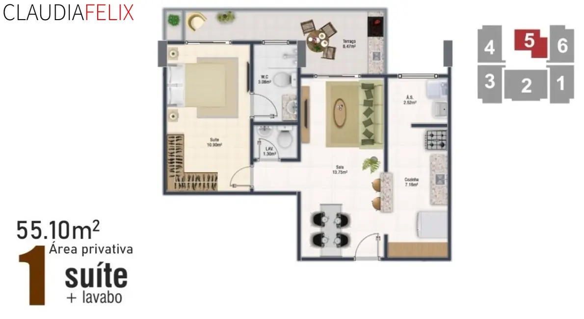 Foto 1 de Apartamento com 1 quarto à venda, 55m2 em Ocian, Praia Grande - SP