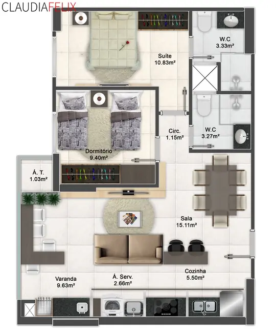 Foto 1 de Apartamento com 2 quartos à venda, 71m2 em Aviação, Praia Grande - SP