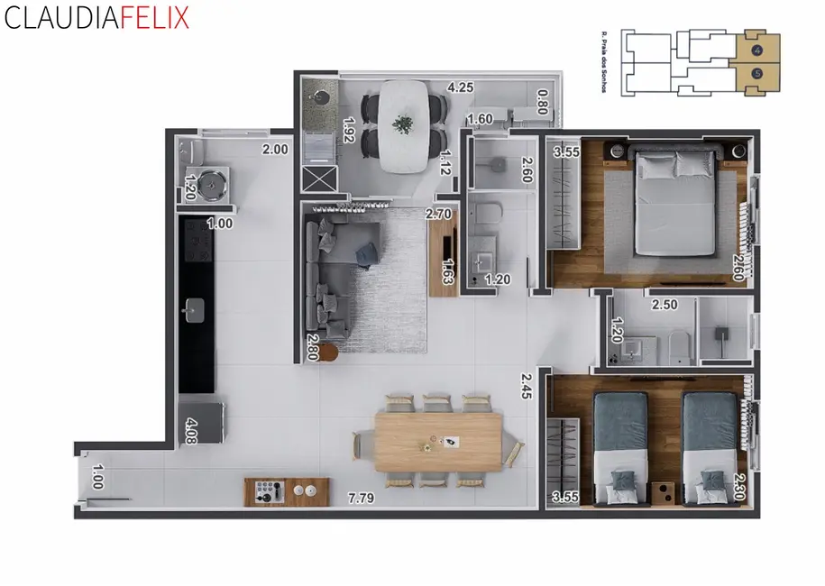Foto 1 de Apartamento com 2 quartos à venda, 74m2 em Guilhermina, Praia Grande - SP