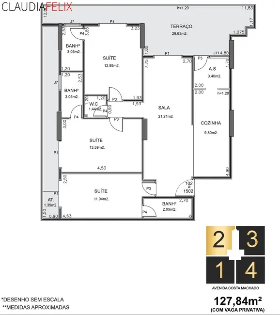 Foto 2 de Apartamento com 3 quartos à venda, 128m2 em Canto do Forte, Praia Grande - SP