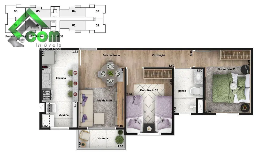 Apartamento com 2 quartos à venda, 66m2 em Recreio Estoril, Atibaia - SP - imagem 3 Foto 3 de Apartamento com 2 quartos à venda, 66m2 em Recreio Estoril, Atibaia - SP