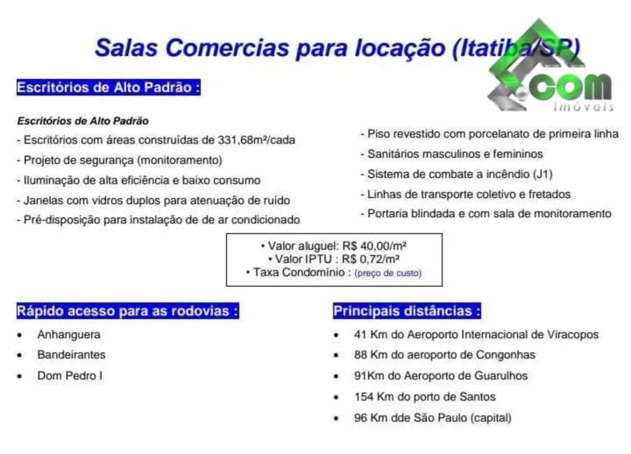 Foto 3 de Armazém / Galpão para alugar, 331m2 em Distrito Industrial Alfredo Relo, Itatiba - SP