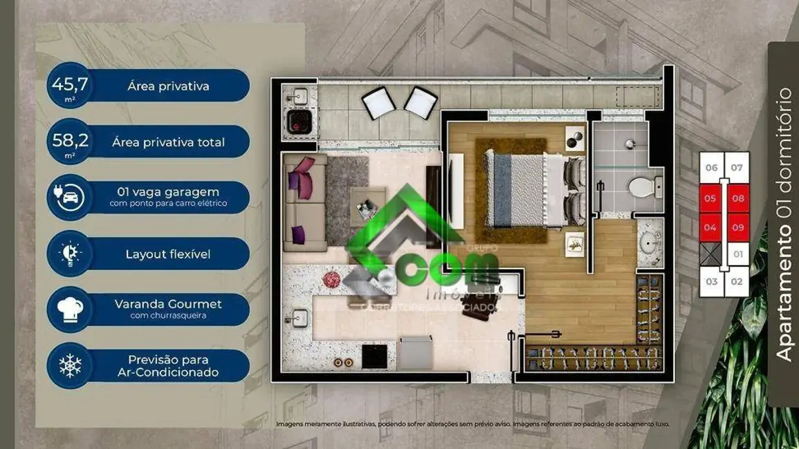 Foto 5 de Apartamento com 1 quarto à venda em Alvinópolis, Atibaia - SP