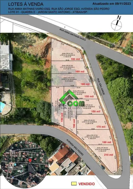Foto 2 de Terreno / Lote à venda, 249m2 em Jardim Santo Antônio, Atibaia - SP