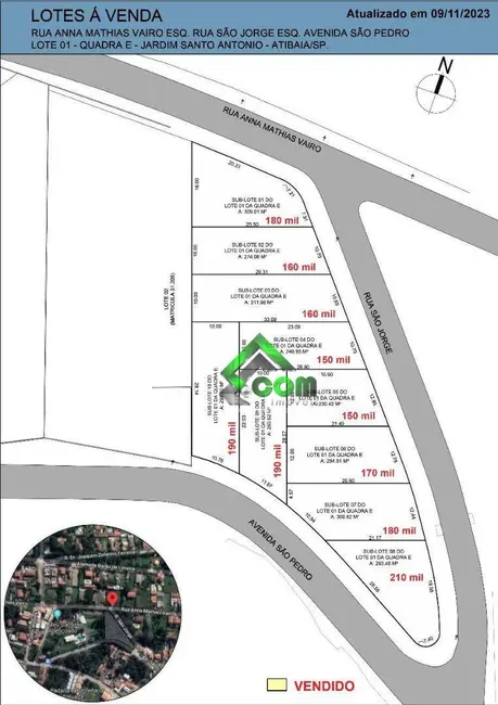 Foto 3 de Terreno / Lote à venda, 249m2 em Jardim Santo Antônio, Atibaia - SP