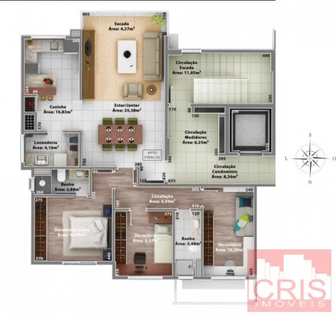 Foto 1 de Apartamento com 3 quartos à venda, 102m2 em Cidade Alta, Bento Goncalves - RS