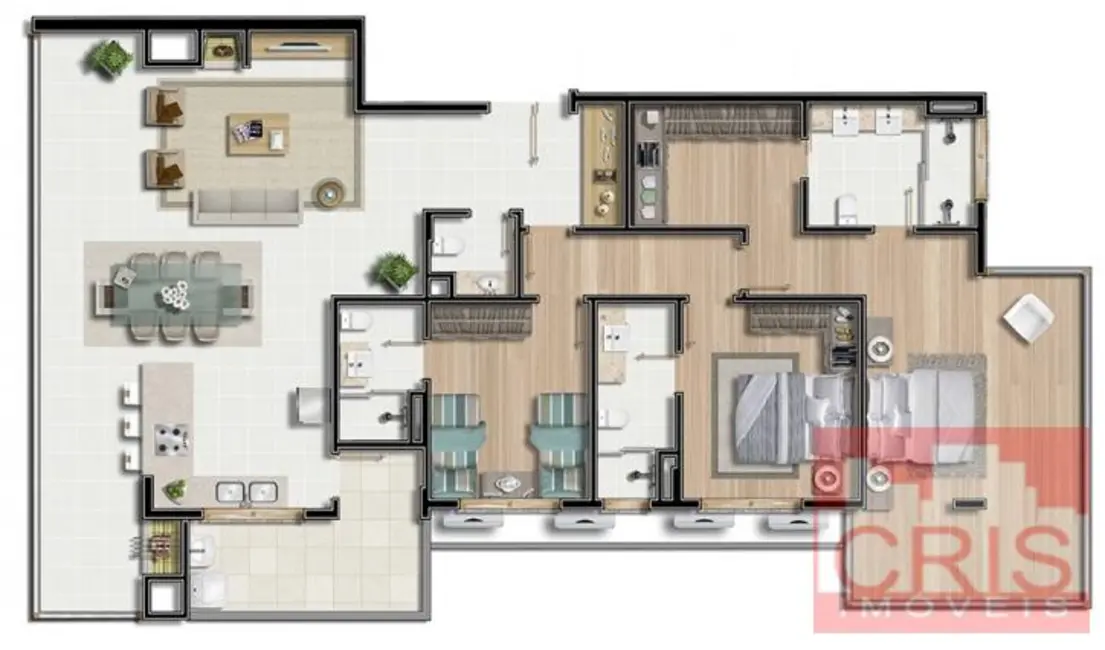 Apartamento com 3 quartos à venda, 166m2 em São Bento, Bento Goncalves - RS - imagem 4 Foto 4 de Apartamento com 3 quartos à venda, 166m2 em São Bento, Bento Goncalves - RS