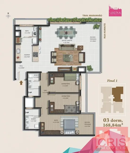 Foto 7 de Apartamento com 3 quartos à venda, 136m2 em Humaitá, Bento Goncalves - RS