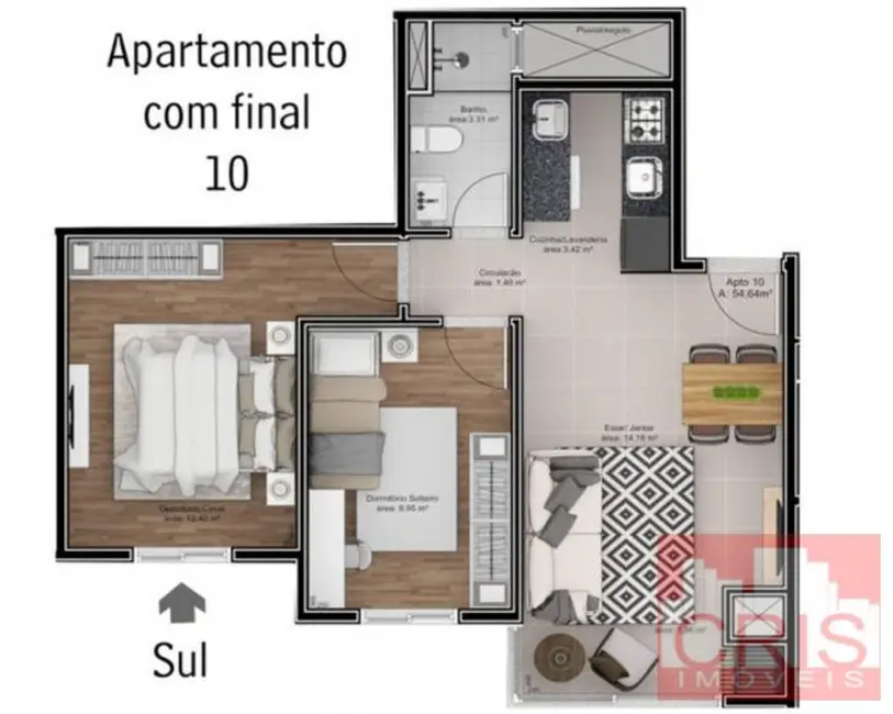 Apartamento com 2 quartos à venda em Universitário, Bento Goncalves - RS - imagem 5 Foto 5 de Apartamento com 2 quartos à venda em Universitário, Bento Goncalves - RS