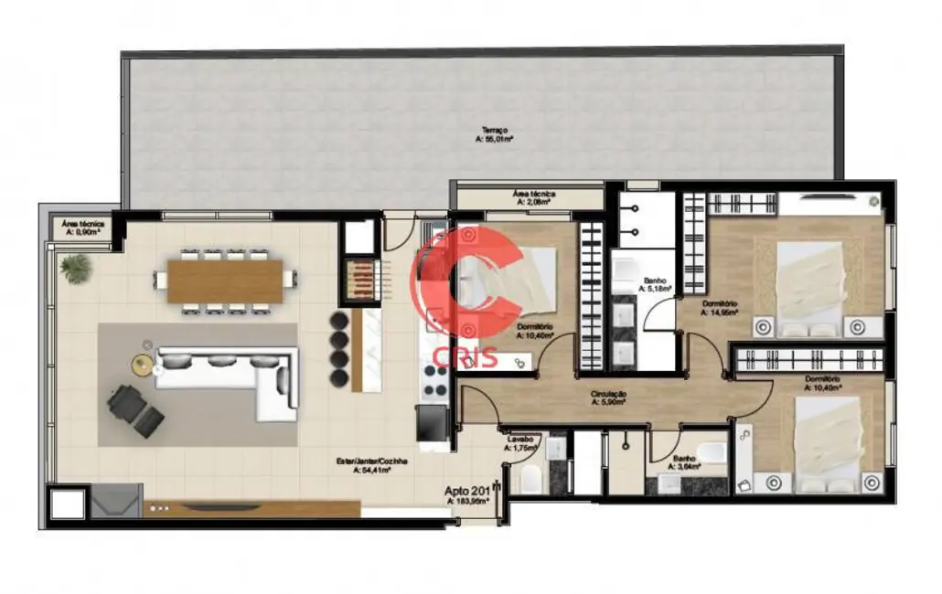 Foto 2 de Apartamento com 3 quartos à venda, 128m2 em São Francisco, Bento Goncalves - RS