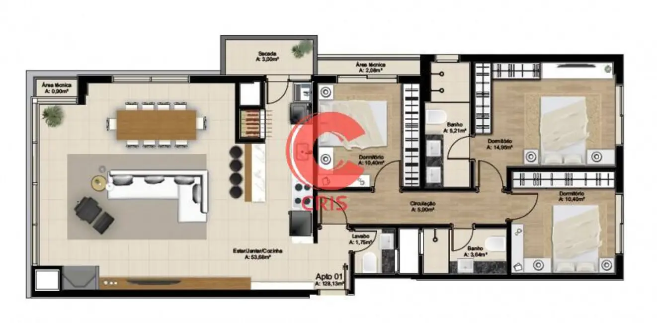 Foto 9 de Apartamento com 3 quartos à venda, 128m2 em São Francisco, Bento Goncalves - RS