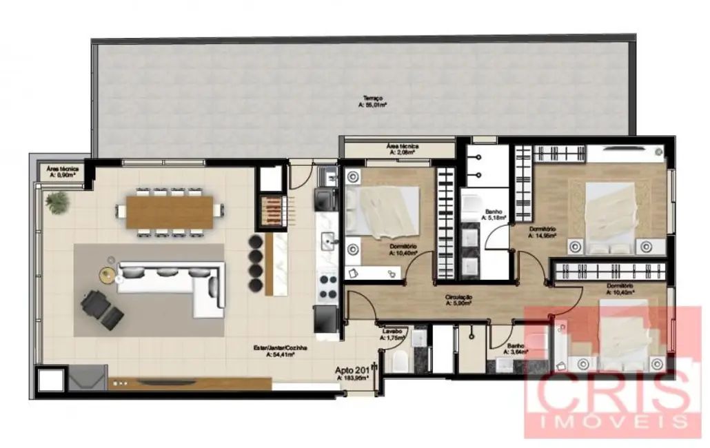 Foto 4 de Apartamento com 2 quartos à venda, 105m2 em São Francisco, Bento Goncalves - RS
