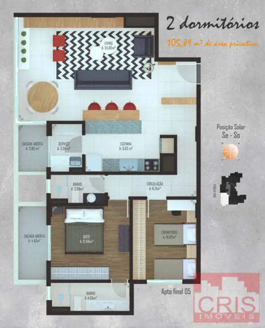 Foto 1 de Apartamento com 2 quartos à venda, 106m2 em Cidade Alta, Bento Goncalves - RS