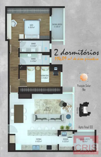 Foto 1 de Apartamento com 2 quartos à venda, 114m2 em Cidade Alta, Bento Goncalves - RS