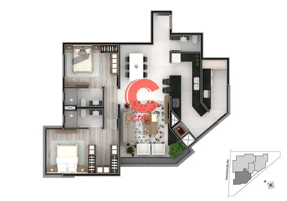 Apartamento com 2 quartos à venda, 110m2 em Botafogo, Bento Goncalves - RS - imagem 3 Foto 3 de Apartamento com 2 quartos à venda, 110m2 em Botafogo, Bento Goncalves - RS