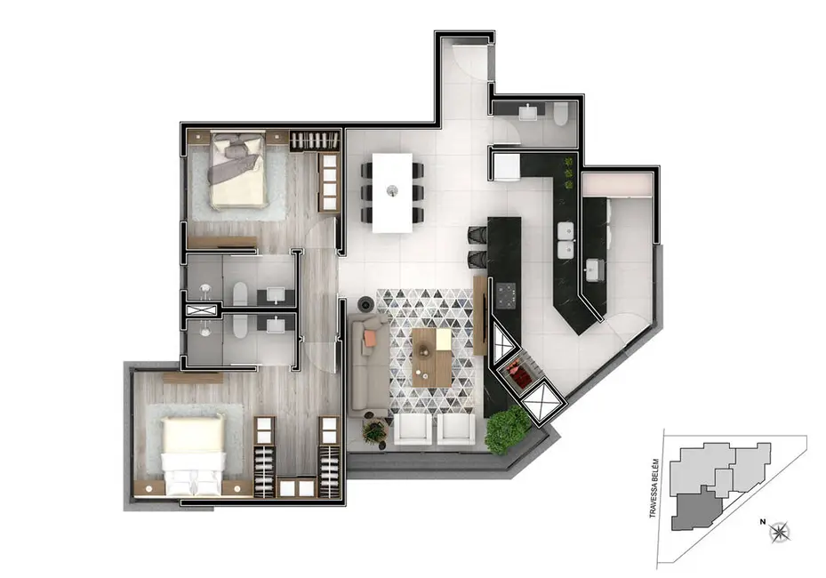 Apartamento com 2 quartos à venda, 110m2 em Botafogo, Bento Goncalves - RS - imagem 3 Foto 3 de Apartamento com 2 quartos à venda, 110m2 em Botafogo, Bento Goncalves - RS