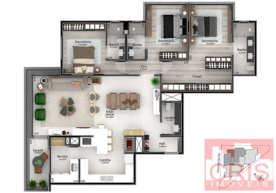 Foto 3 de Apartamento com 3 quartos à venda, 168m2 em Botafogo, Bento Goncalves - RS