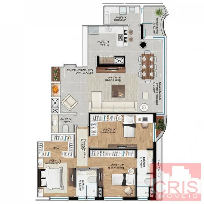 Foto 1 de Apartamento com 3 quartos à venda, 145m2 em São Francisco, Bento Goncalves - RS