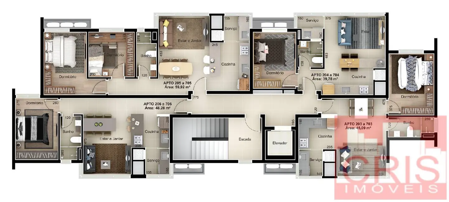 Foto 4 de Apartamento com 1 quarto à venda, 48m2 em São Francisco, Bento Goncalves - RS