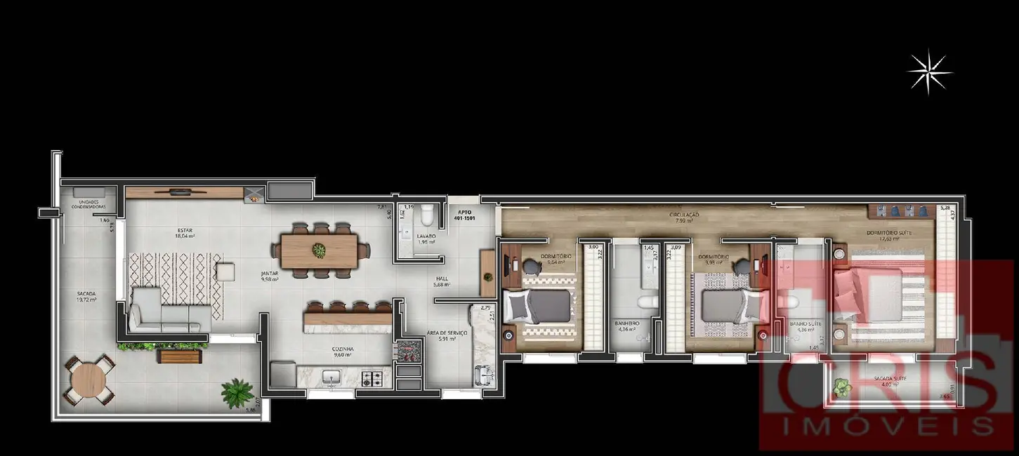 Apartamento com 3 quartos à venda, 167m2 em São Bento, Bento Goncalves - RS - imagem 8 Foto 8 de Apartamento com 3 quartos à venda, 167m2 em São Bento, Bento Goncalves - RS