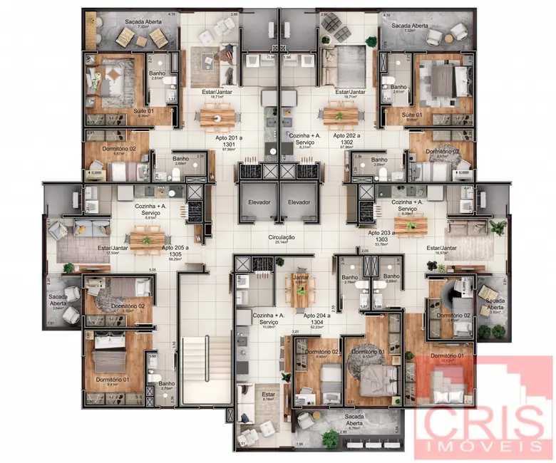 Foto 3 de Apartamento com 2 quartos à venda, 54m2 em Santa Rita, Bento Goncalves - RS