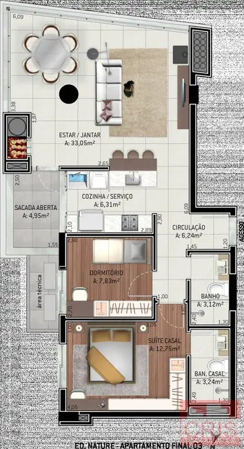 Apartamento com 3 quartos à venda, 131m2 em Cidade Alta, Bento Goncalves - RS - imagem 5 Foto 5 de Apartamento com 3 quartos à venda, 131m2 em Cidade Alta, Bento Goncalves - RS