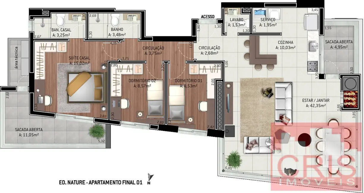 Apartamento com 3 quartos à venda, 131m2 em Cidade Alta, Bento Goncalves - RS - imagem 3 Foto 3 de Apartamento com 3 quartos à venda, 131m2 em Cidade Alta, Bento Goncalves - RS