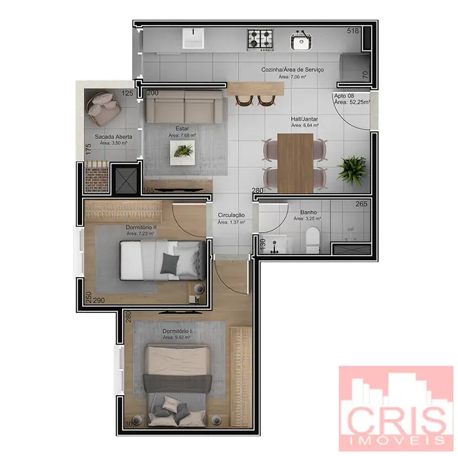 Apartamento com 2 quartos à venda, 52m2 em Maria Goretti, Bento Goncalves - RS - imagem 3 Foto 3 de Apartamento com 2 quartos à venda, 52m2 em Maria Goretti, Bento Goncalves - RS