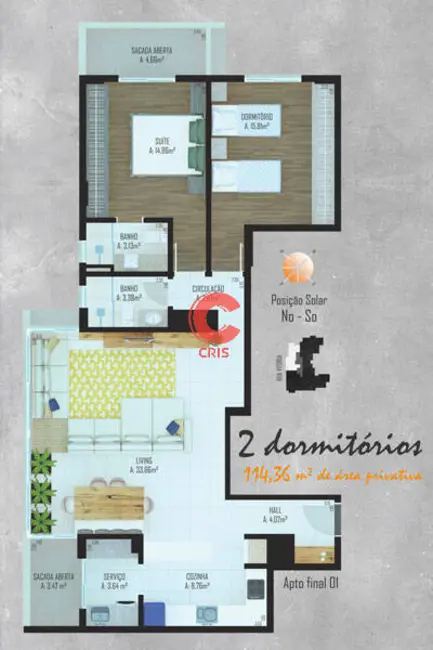 Foto 1 de Apartamento com 2 quartos à venda, 114m2 em Cidade Alta, Bento Goncalves - RS