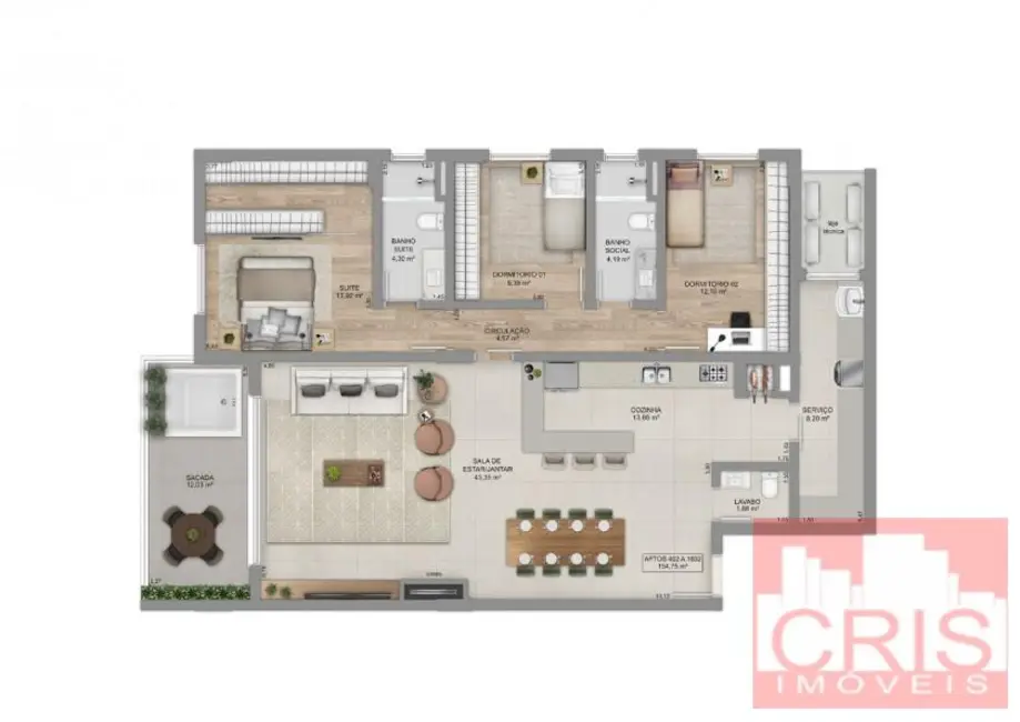 Foto 9 de Apartamento com 3 quartos à venda, 155m2 em Centro, Bento Goncalves - RS