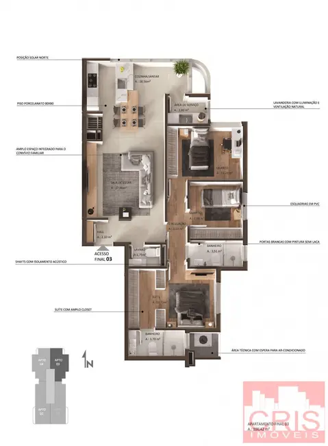 Apartamento com 3 quartos à venda, 113m2 em Centro, Bento Goncalves - RS - imagem 9 Foto 9 de Apartamento com 3 quartos à venda, 113m2 em Centro, Bento Goncalves - RS