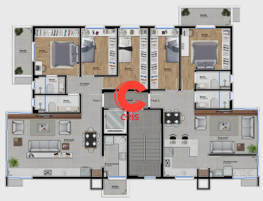 Foto 6 de Apartamento com 3 quartos à venda, 105m2 em São Francisco, Bento Goncalves - RS