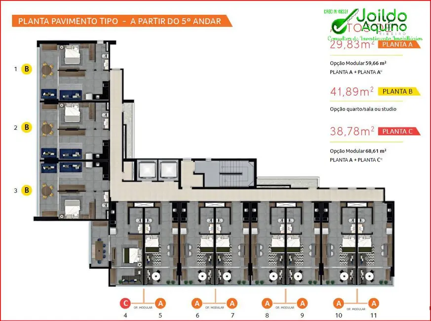 Foto 5 de Apartamento com 1 quarto à venda, 42m2 em Cocó, Fortaleza - CE