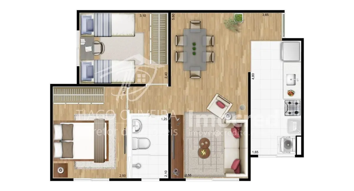 Foto 8 de Apartamento com 2 quartos à venda, 45m2 em Parque Yolanda (Nova Veneza), Sumare - SP