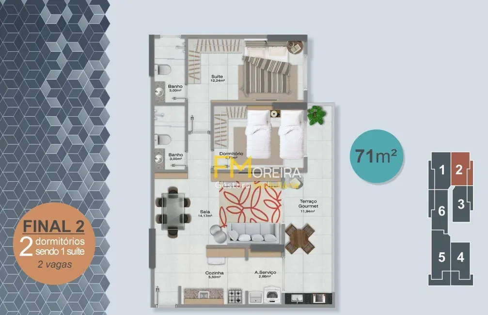 Foto 3 de Apartamento com 2 quartos à venda, 146m2 em Praia Grande - SP