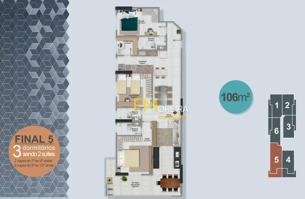 Apartamento com 3 quartos à venda, 205m2 em Praia Grande - SP - imagem 3 Foto 3 de Apartamento com 3 quartos à venda, 205m2 em Praia Grande - SP