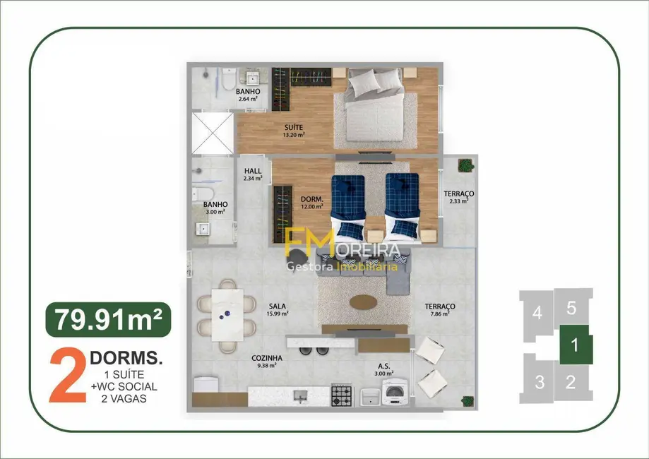 Foto 2 de Apartamento com 2 quartos à venda, 163m2 em Boqueirão, Praia Grande - SP
