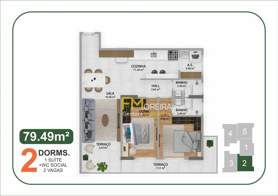 Apartamento com 2 quartos à venda, 162m2 em Boqueirão, Praia Grande - SP - imagem 2 Foto 2 de Apartamento com 2 quartos à venda, 162m2 em Boqueirão, Praia Grande - SP