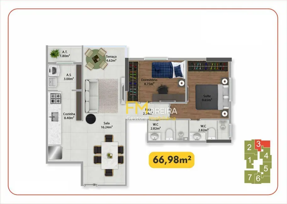 Apartamento com 2 quartos à venda, 66m2 em Praia Grande - SP - imagem 2 Foto 2 de Apartamento com 2 quartos à venda, 66m2 em Praia Grande - SP