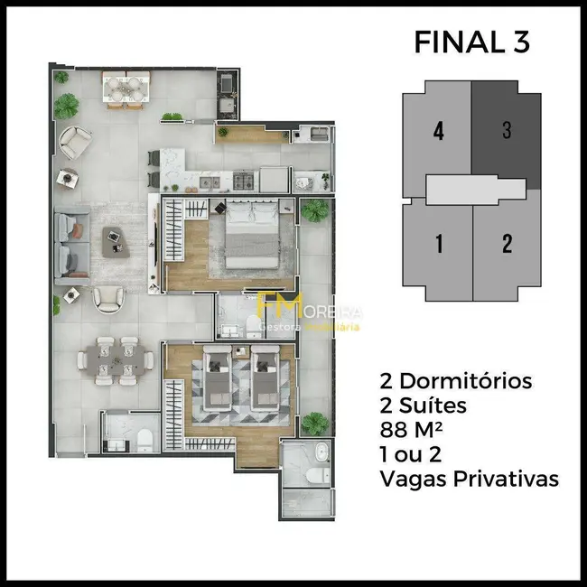 Apartamento com 2 quartos à venda, 88m2 em Canto do Forte, Praia Grande - SP - imagem 2 Foto 2 de Apartamento com 2 quartos à venda, 88m2 em Canto do Forte, Praia Grande - SP