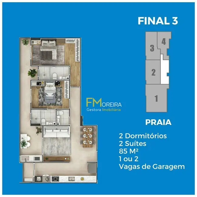 Foto 2 de Apartamento com 2 quartos à venda, 85m2 em Praia Grande - SP
